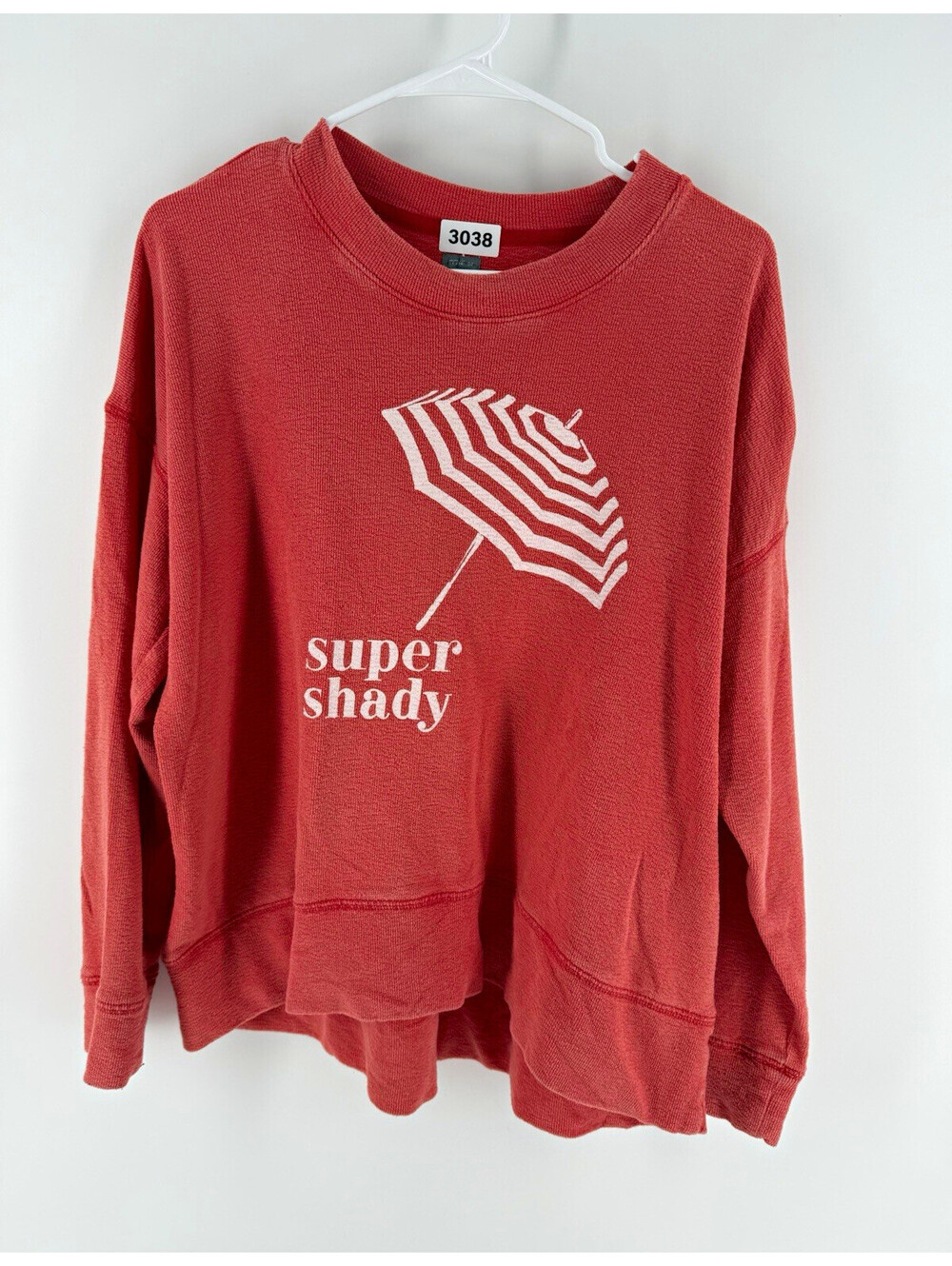 Aerie Super Shady Umbrella Graphic Crew Neck Pullover Sweatshirt Womens S Red